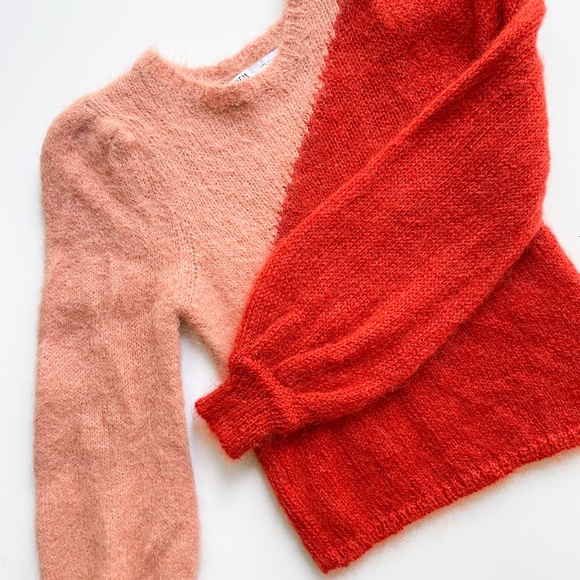 Zara Colourblock Balloon Sleeve Sweater - Picture 10 of 15
